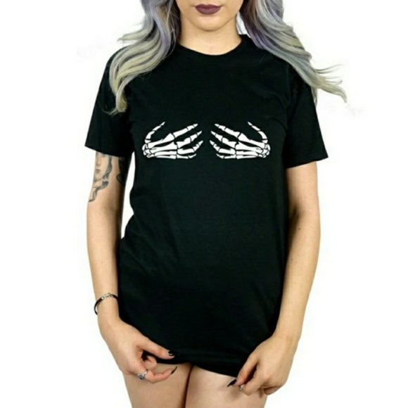 Hot Topic Tops - NEW! Hot Topic Skeleton Hand Bra Tee Shirt